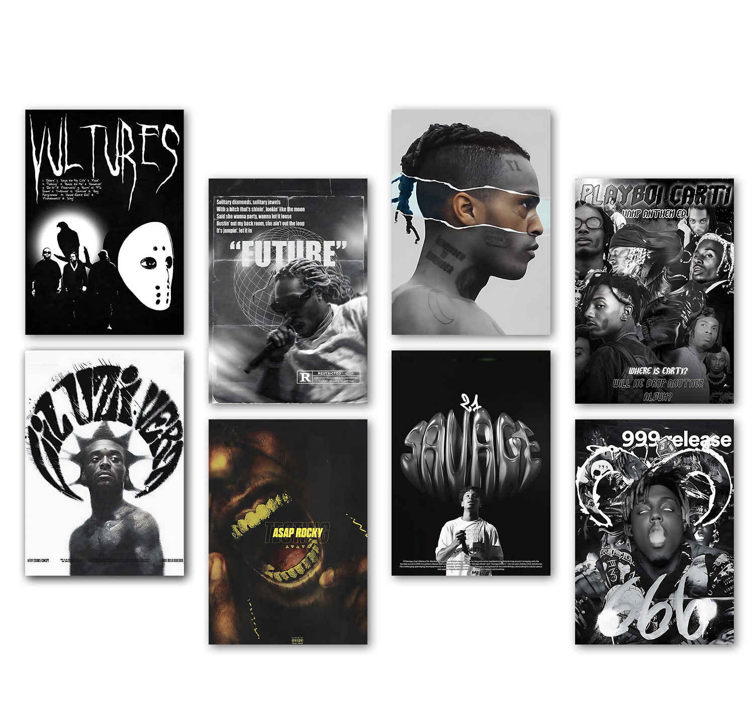 Tec Rapper Posters Rapper Posters - Set of 8, 8x12 inch (A4 Size) 300 GSM | Rap Poster ...